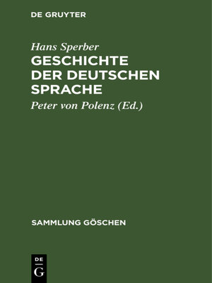 cover image of Geschichte der deutschen Sprache